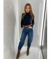 NB838 Spodnie Jeansy Granatowe Balloon + Pasek
