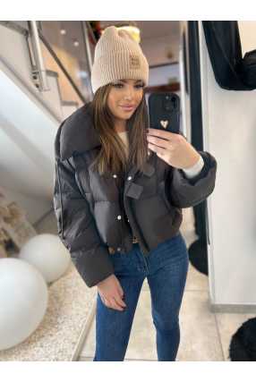 DM992 Kurtka Puchowa Naturalne Wypełnienie Czekolada