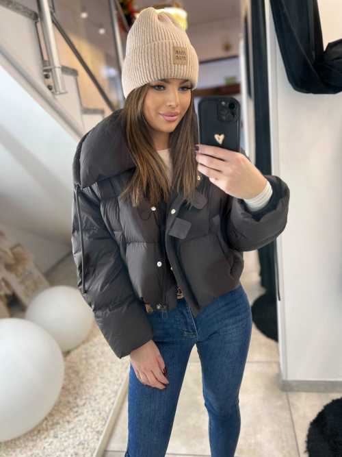 DM992 Kurtka Puchowa Naturalne Wypełnienie Czekolada