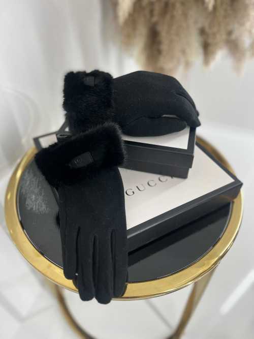 NB038 Rękawiczki Zimowe UGC z Futerkiem Czarne