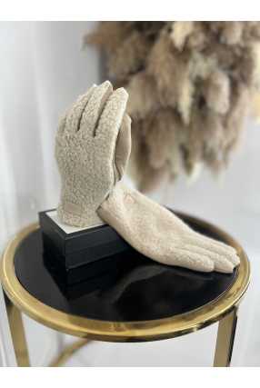 NB036 Rękawiczki Zimowe UGC Bucla/Teddy Jasny Beż