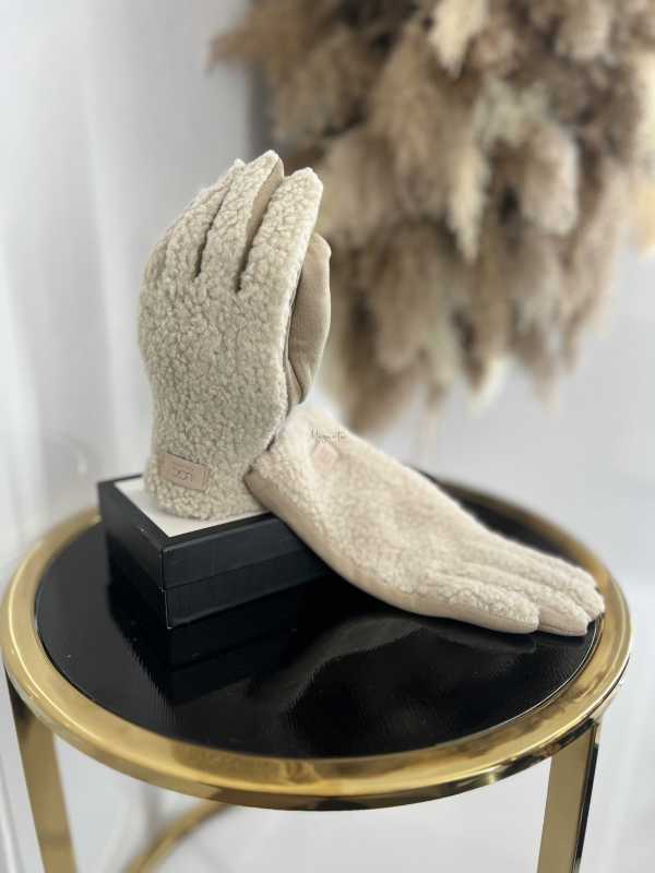 NB036 Rękawiczki Zimowe UGC Bucla/Teddy Jasny Beż