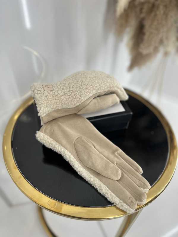 NB036 Rękawiczki Zimowe UGC Bucla/Teddy Jasny Beż