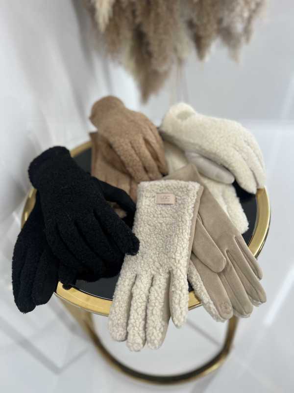 NB036 Rękawiczki Zimowe UGC Bucla/Teddy Jasny Beż