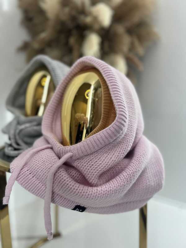 LM950 Balaclava La Milla z dzianiny 2w1, komin z kapturem Jasny Róż