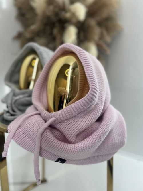 LM950 Balaclava La Milla z dzianiny 2w1, komin z kapturem Jasny Róż