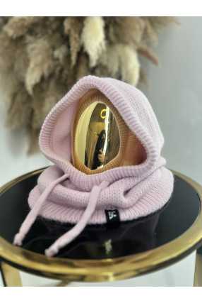 LM950 Balaclava La Milla z dzianiny 2w1, komin z kapturem Jasny Róż