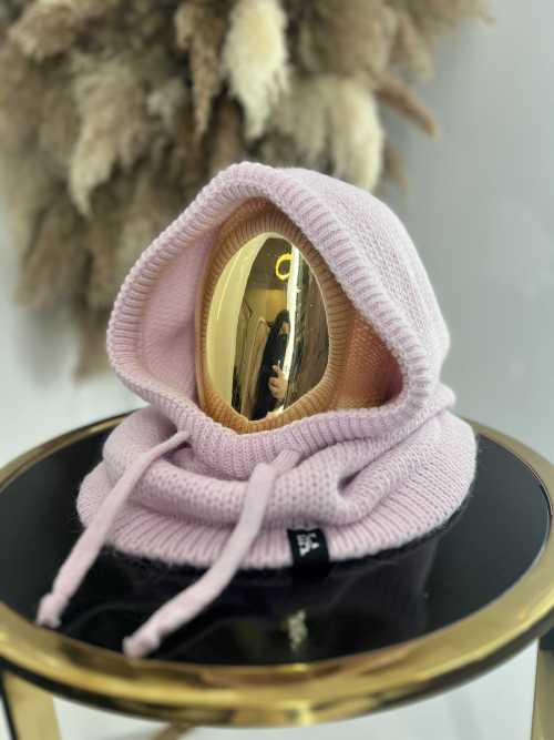 LM950 Balaclava La Milla z dzianiny 2w1, komin z kapturem Jasny Róż