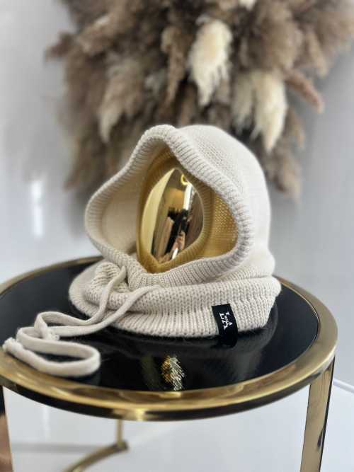 LM950 Balaclava La Milla z dzianiny 2w1, komin z kapturem Jasny Beż