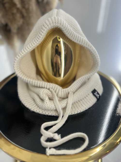 LM950 Balaclava La Milla z dzianiny 2w1, komin z kapturem Jasny Beż