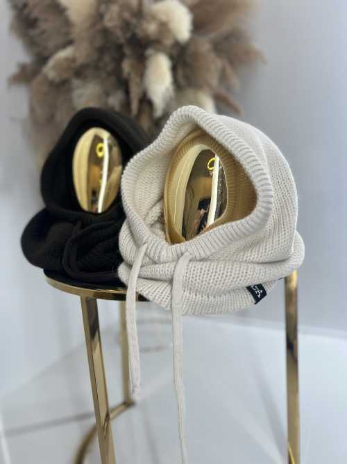 LM950 Balaclava La Milla z dzianiny 2w1, komin z kapturem Jasny Beż