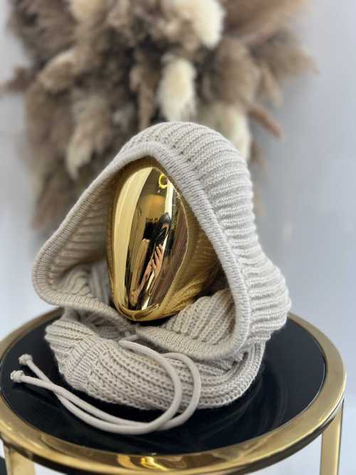 NB102 Balaclava z dzianiny 2w1, komin z kapturem jasny beż