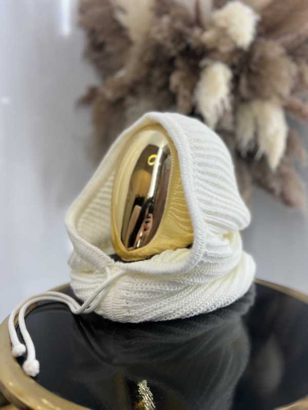 NB102 Balaclava z dzianiny 2w1, komin z kapturem ecru