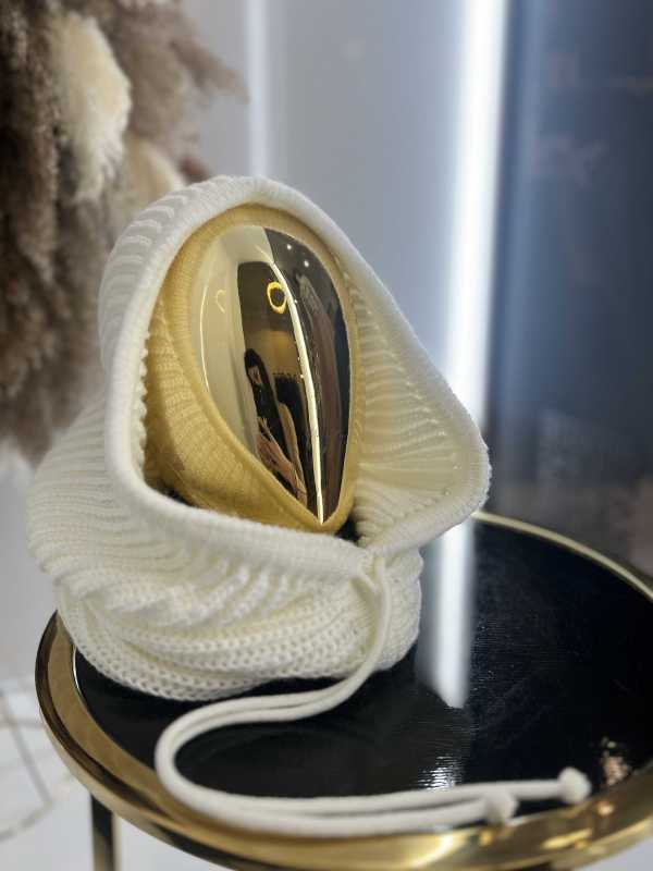 NB102 Balaclava z dzianiny 2w1, komin z kapturem ecru