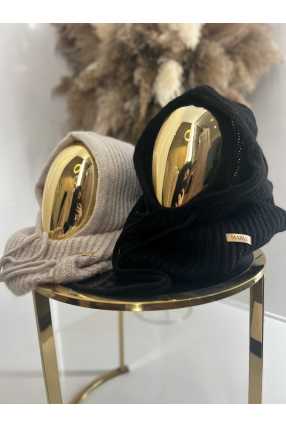 NB103 Balaclava z dzianiny 2w1, komin z kapturem czarny