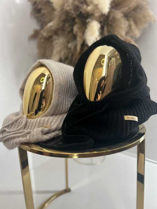 NB103 Balaclava z dzianiny 2w1, komin z kapturem czarny