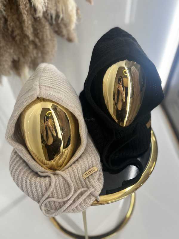 NB103 Balaclava z dzianiny 2w1, komin z kapturem czarny