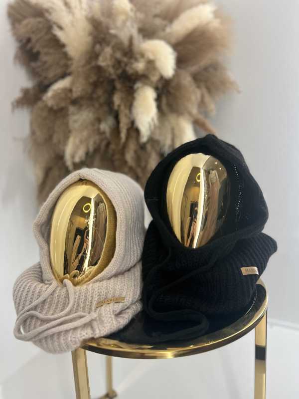 NB103 Balaclava z dzianiny 2w1, komin z kapturem czarny