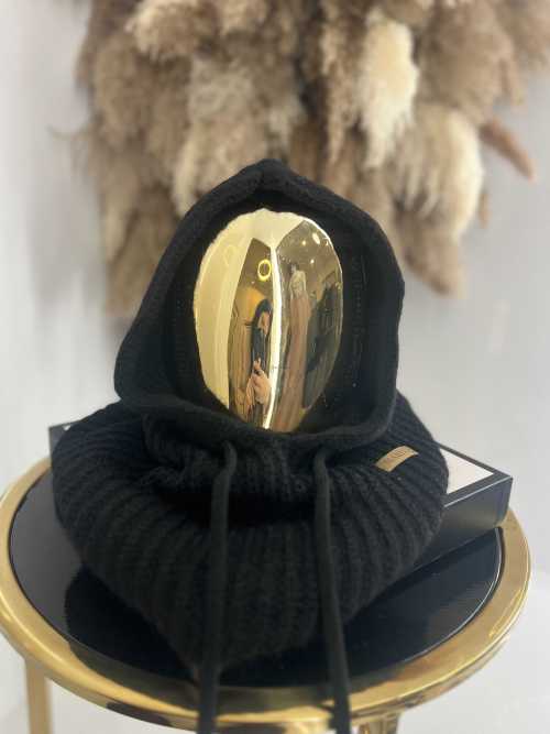 NB103 Balaclava z dzianiny 2w1, komin z kapturem czarny