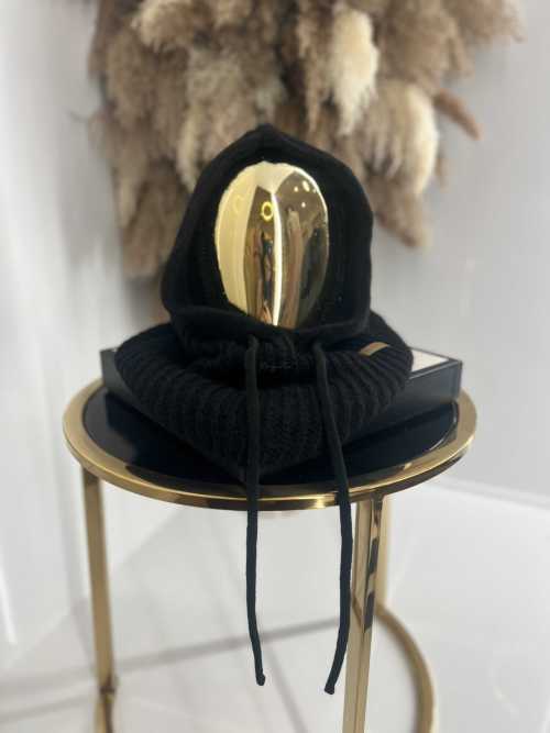 NB103 Balaclava z dzianiny 2w1, komin z kapturem czarny