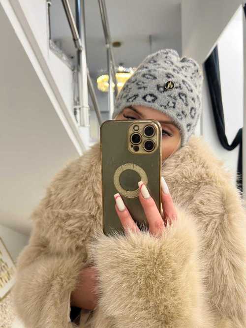 C923 Czapka W Panterkę Szara