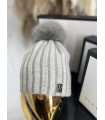 C017 Czapka z Pomponem Cyrkonie Szara
