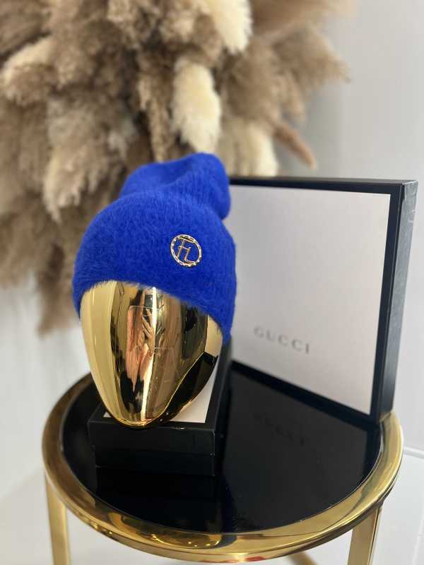 C405 Czapka Damska Alpaka Milo Niebieska