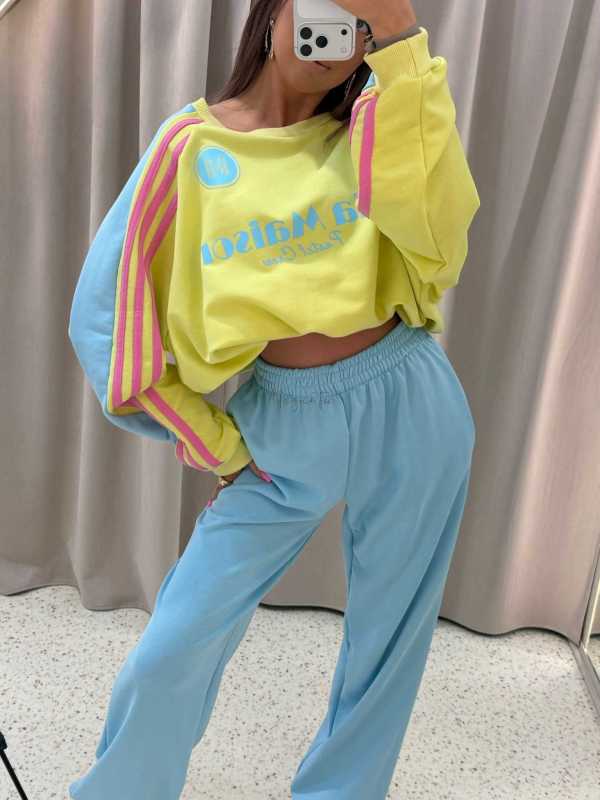 MM130 Komplet Dresowy Mia Maison Pastel Żólto-Niebieski