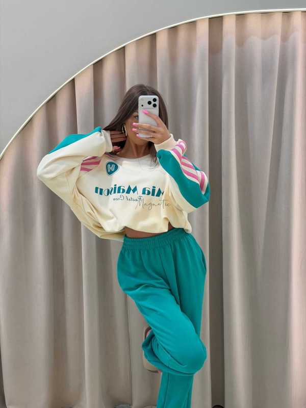 MM130 Komplet Dresowy Mia Maison Pastel Turkusowo-Waniliowy