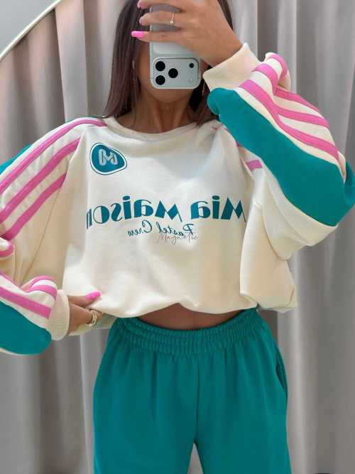 MM130 Komplet Dresowy Mia Maison Pastel Turkusowo-Waniliowy