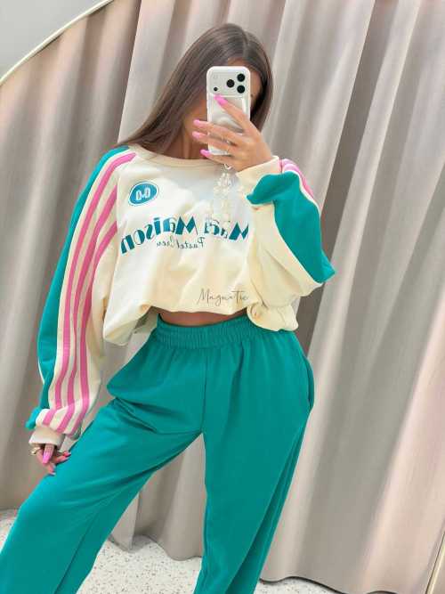 MM130 Komplet Dresowy Mia Maison Pastel Turkusowo-Waniliowy