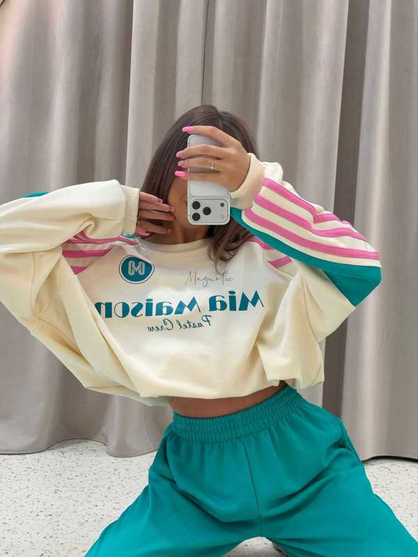 MM130 Komplet Dresowy Mia Maison Pastel Turkusowo-Waniliowy