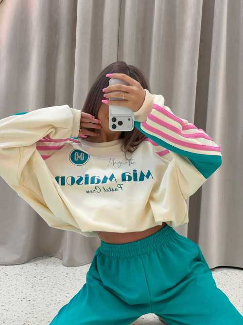 MM130 Komplet Dresowy Mia Maison Pastel Turkusowo-Waniliowy