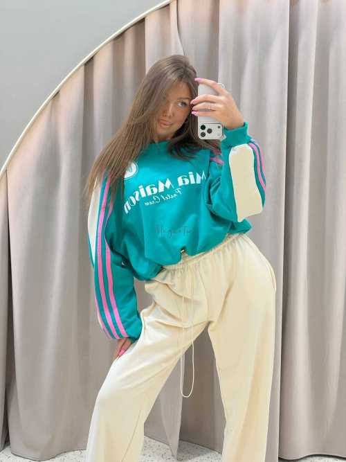 MM130 Komplet Dresowy Mia Maison Pastel Turkusowo-Waniliowy