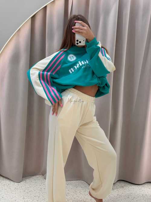 MM130 Komplet Dresowy Mia Maison Pastel Turkusowo-Waniliowy