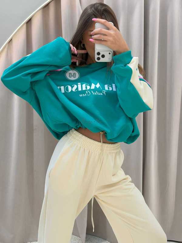 MM130 Komplet Dresowy Mia Maison Pastel Turkusowo-Waniliowy