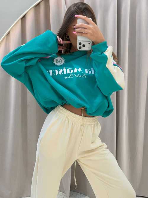 MM130 Komplet Dresowy Mia Maison Pastel Turkusowo-Waniliowy