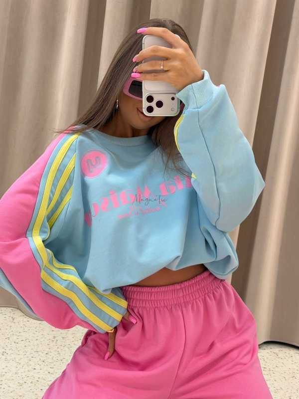 MM130 Komplet Dresowy Mia Maison Pastel Różowo-Niebieski