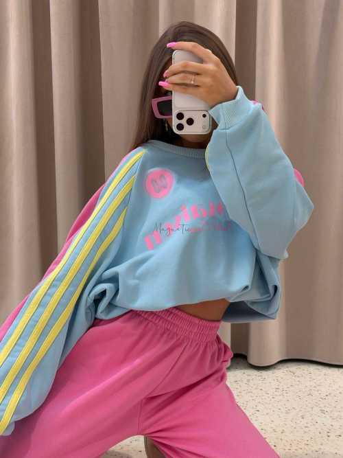 MM130 Komplet Dresowy Mia Maison Pastel Różowo-Niebieski