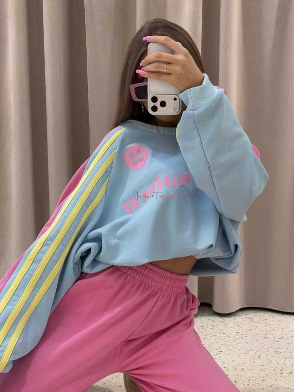 MM130 Komplet Dresowy Mia Maison Pastel Różowo-Niebieski