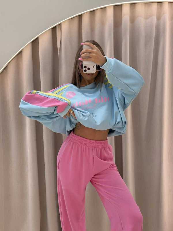 MM130 Komplet Dresowy Mia Maison Pastel Różowo-Niebieski