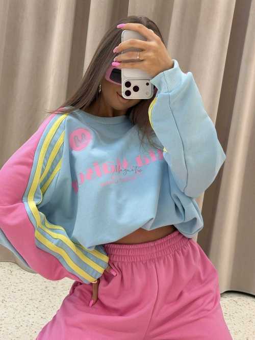 MM130 Komplet Dresowy Mia Maison Pastel Różowo-Niebieski