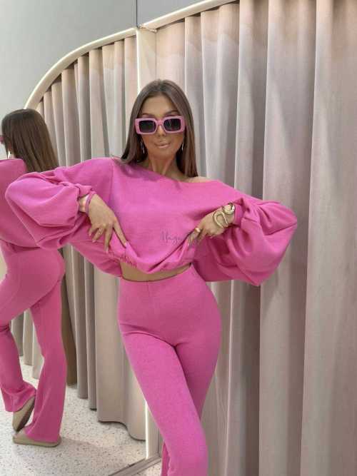 MM135 Komplet Mia Maison z Dzianiny Tabbo Różowy