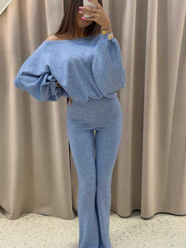 MM135 Komplet Mia Maison z Dzianiny Tabbo Niebieski