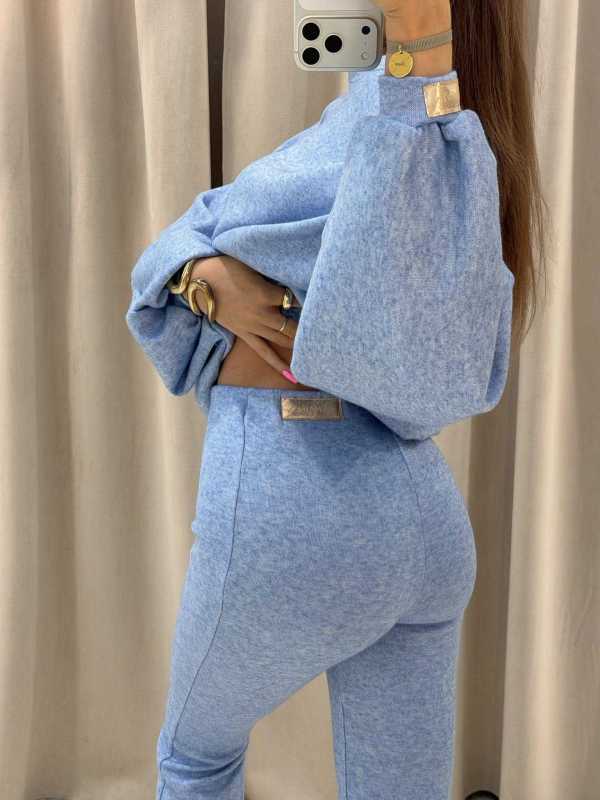 MM135 Komplet Mia Maison z Dzianiny Tabbo Niebieski