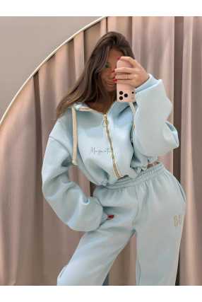 MM858 Komplet Dresowy Airport Mia Maison z Opaską 3w1 Błękitny