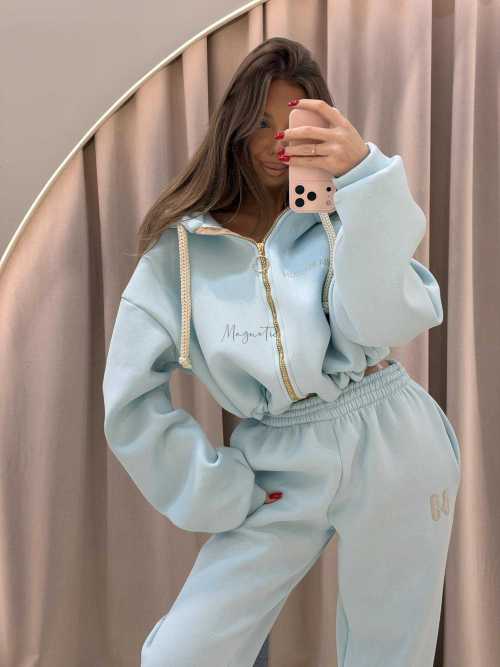 MM858 Komplet Dresowy Airport Mia Maison z Opaską 3w1 Błękitny