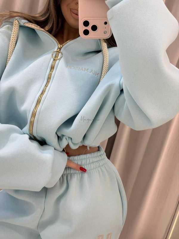 MM858 Komplet Dresowy Airport Mia Maison z Opaską 3w1 Błękitny