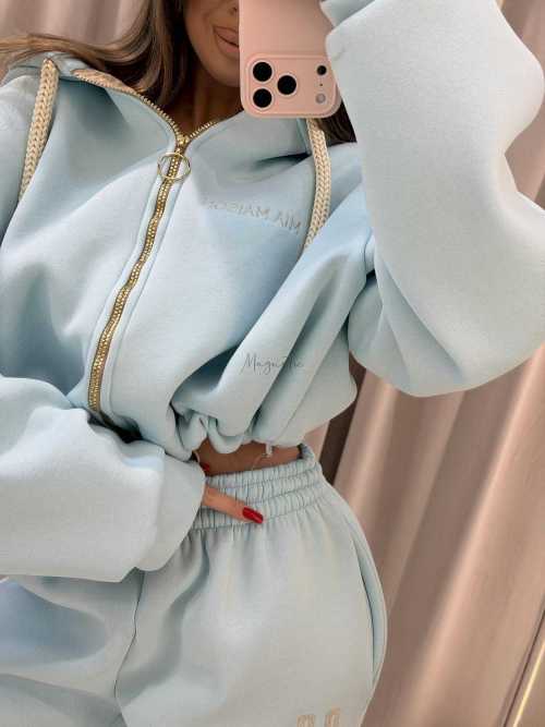 MM858 Komplet Dresowy Airport Mia Maison z Opaską 3w1 Błękitny