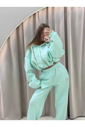 MM858 Komplet Dresowy Airport Mia Maison z Opaską 3w1 Miętowy